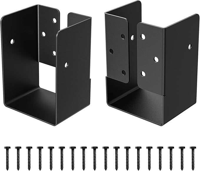 Concealed Joist Hanger (2 Pack), 4"x6" Outdoor Concealed-Flange Joist Bracket with Screws, Q235B Steel Powder Coated Concealed Mount Light Joist Hangers for 4"x6" Beam, Swing, Handrail, Fence