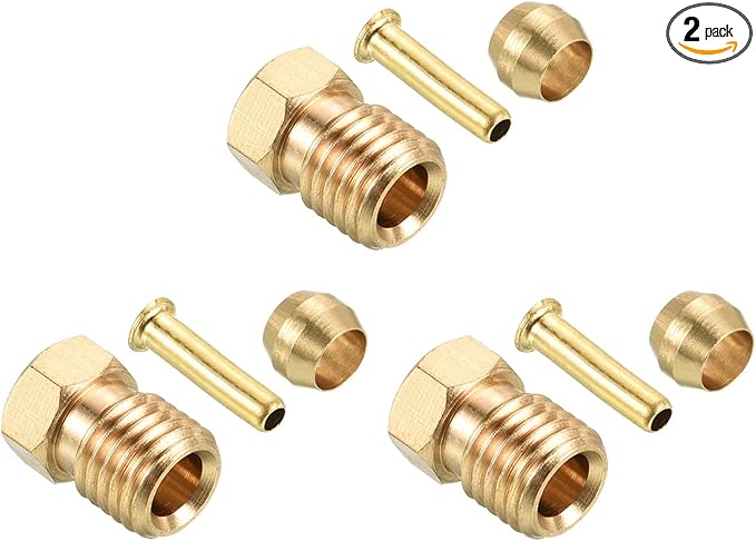 PATIKIL 2.5mm ID 4mm OD Tube Brass Compression Assortment Kit 2 Set, Sleeve Ferrule & Insert & Nut