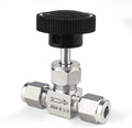 1 Piece3/8NeedleValve，O.D.3/8 Inch，Flow Control Valve,for Connecting0.95cm Stainless SteelTubing, Copper, RigidPlastic Tubing, Used to Control Water, Gas and Oil. Stainless Steel 304.
