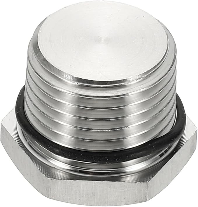 MECCANIXITY NPT Pipe Plug Fitting, 304 Stainless Steel NPT1/2 Male Outer Hex Thread for Plumbing Fixed with Sealing Rubber Ring
