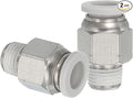 MECCANIXITY 2 Pcs NPT Push to Connect Air Fittings, Male Straight 5/16" Tube OD x 1/8" NPT Thread Air Quick Connector Coupling Adapter for Gas Hose Pneumatic Tools, White