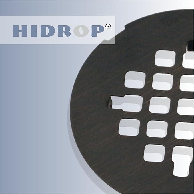 Bronze Snap-in Shower Floor Drain Cover, Hidrop 4-1/4" OD Round Shower Strainer Grid, Easy-to-Install Replacement Cover Stainless Steel