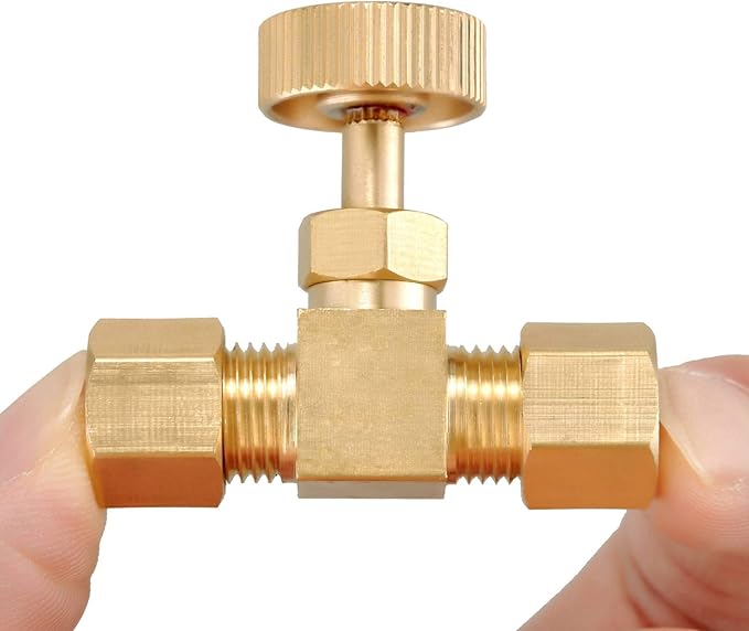 2 Pack Brass Replacement Control Needle Valve 1/4" OD Compression X 1/4" OD Compression
