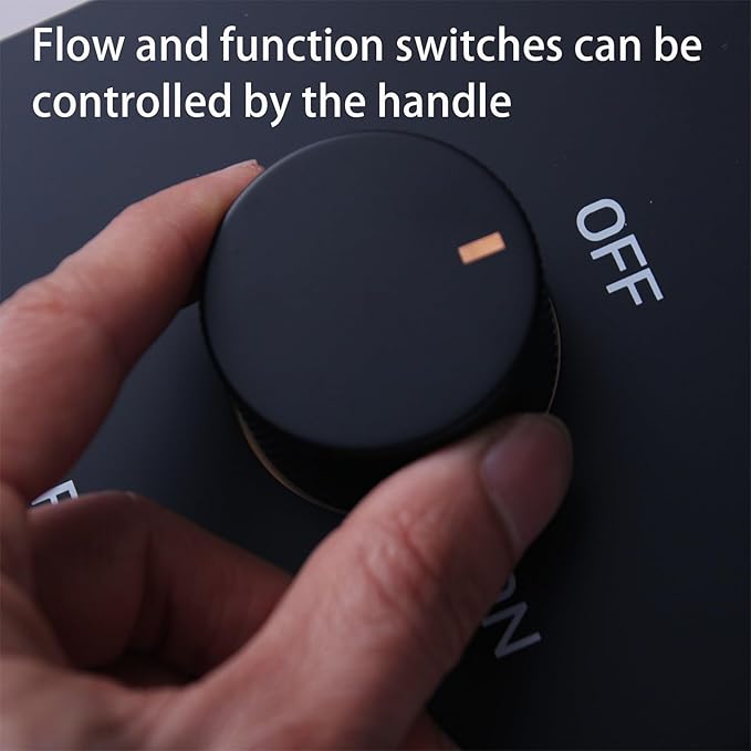 Shower Valve Concealed Shower Mixing Faucet with Temperature Display Function, Flow Control Brass Diverter Valve Kit, 5 Function Can Be Activated Simultaneously, Matte Black
