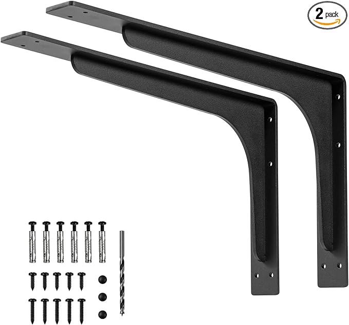 30 INCH x 18 INCH Shelf Brackets,L Shelf Brackets,Vertical Angle, Premium Alloy Metal Heavy Duty Shelf Bracket, high Strength Mounting Hardware Included, Corner Brace Joint,Pack of 2.