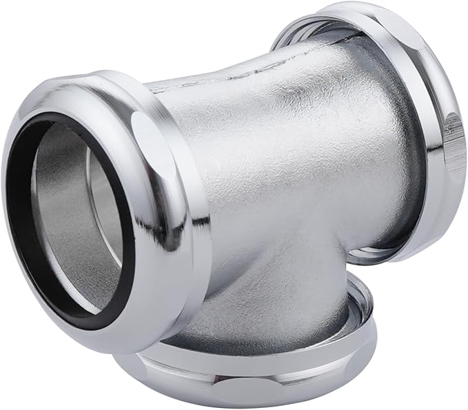 ZM Heavy Duty Brass 3-Way Tee with Slip Joint Connection, For Tubular Drain Application, 1-1/2 Inch Length, Chrome Plated