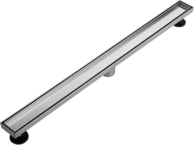 36 Inch Linear Shower Drain with Tile Insert Grate,SUS304 Stainless Steel Floor Drain with Ajustable Leveling Feet and Hair Filters,Apply to Any Applications for the need of Waterproofing and Drainage