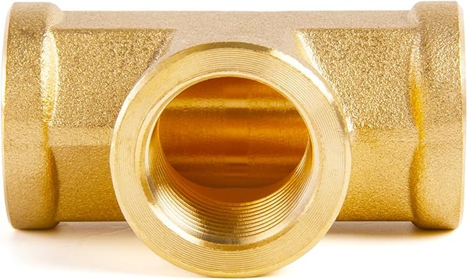 ChillWaves Brass Pipe Fitting, Tee 1/2" x 1/2" x 1/2" NPT Female Thread Adapter(3-PACK)