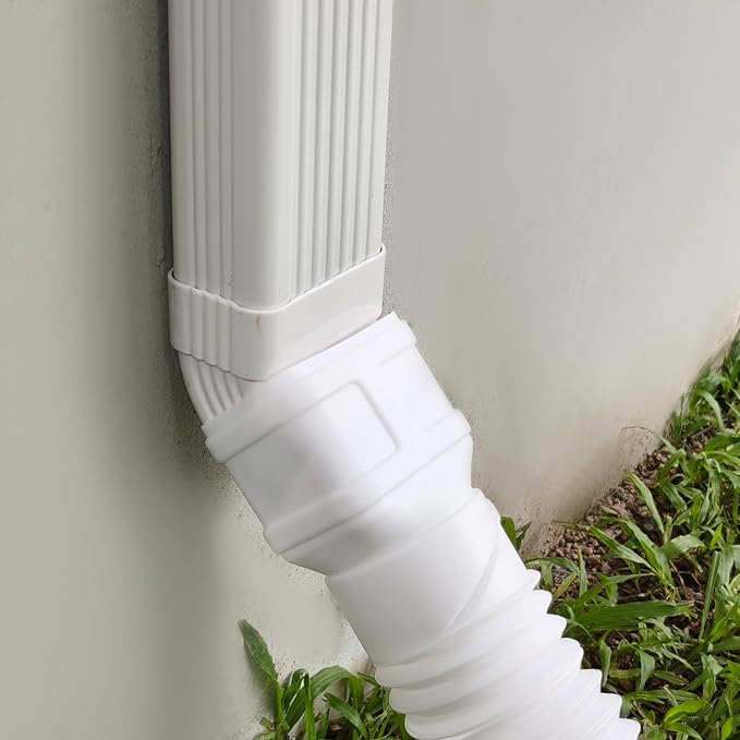 7ft Long Gutter Downspout Extensions, 3.1” OD Downspout Extender Drainage Pipe for 2"×3" Downspout and 3"×4"Downspout, Flexible Pipe Stretched Length 7ft, White,1-Pack