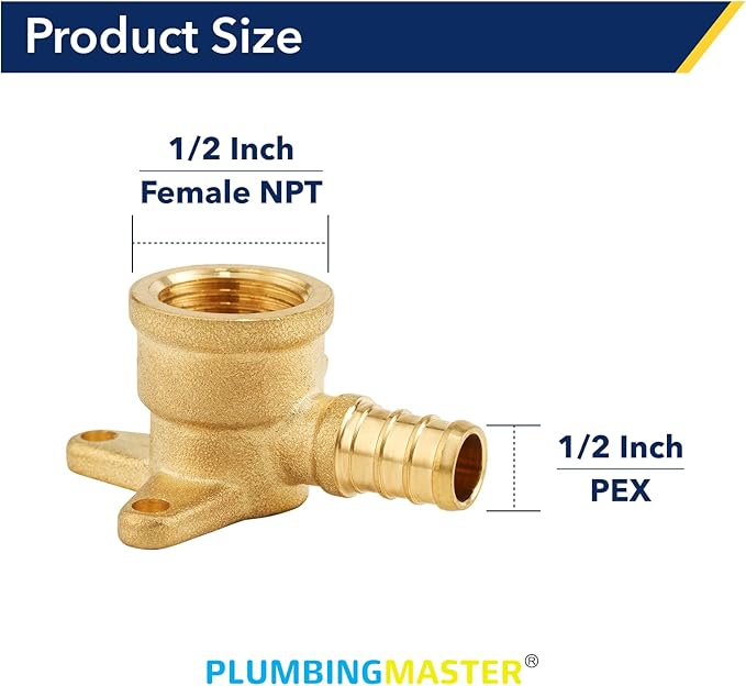 2-Pack 1/2" Brass Drop Ear Elbow, 1/2Pex Fitting, 1/2 No Lead，Corrosion-Resistant, NSF UPC Certified.ASTM F1807