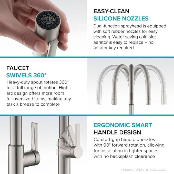 KRAUS Oletto High-Arc Single Handle Pull-Down Kitchen Faucet in Matte Black, KPF-2821MB