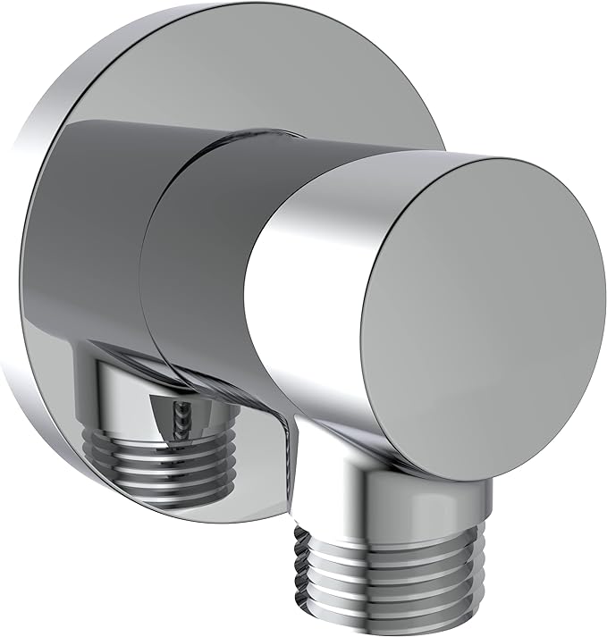 Aquaiaw Wall Supply Elbow with O-Ring Flange, Tapered 1/2 NPT Female Inlet, Solid Brass Wall Union, Round Water Supply Elbow, Polished Chrome, G1/2 Outlet