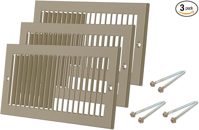 PATIKIL 4" x 10" Duct Opening Vent Cover, 3 Pcs Toe Kick Vent Cover HVAC Toe Space Register Grille Return Air Grilles for Home Ceiling Wall Floor, Brown-Outer Size: 5.4" x 11.4"