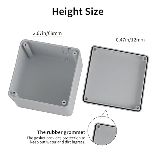 6 Pack 4" x 4" x 3" PVC Plastic Dustproof Waterproof Box IP65 Junction Boxes Project Junction Conduit Box for Electrical Outdoor Enclosure
