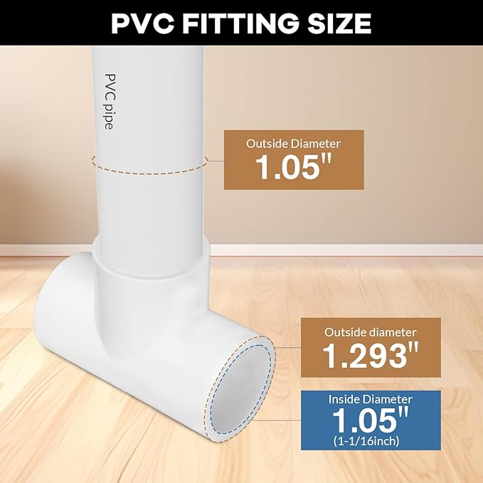 12-Packs 3/4 inch Tee PVC Fitting 3 Way Furniture Grade Pipe Elbow Connector for DIY PVC Shelf Greenhouse Pipe Fittings