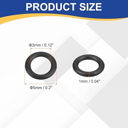 HARFINGTON 50pcs Nitrile Rubber O-Rings 5mm OD 3mm ID 1mm Width Metric Buna-N NBR Sealing Gasket Plumbing Sealing Repair O Rings for Car Auto Vehicle Repair Faucet Air Gas