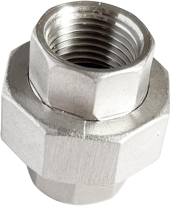 1/2" Union Pipe 304 Stainless Steel NPT Female Thread Union Joint Cast Pipe Fitting Pack of 2