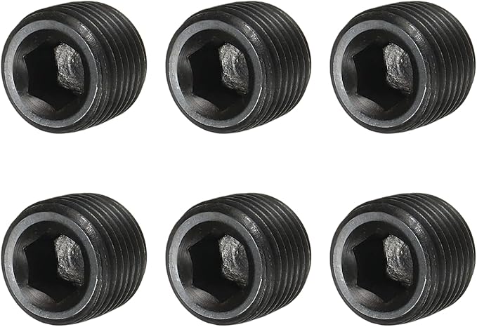 Pipe Plug Carbon Steel Internal Hex Thread Socket Pipe Plug Fitting - Fitting for (Sealing Port - Air Tanks - Water Outlets) 1/8 Inch NPT Male & 6 Pack