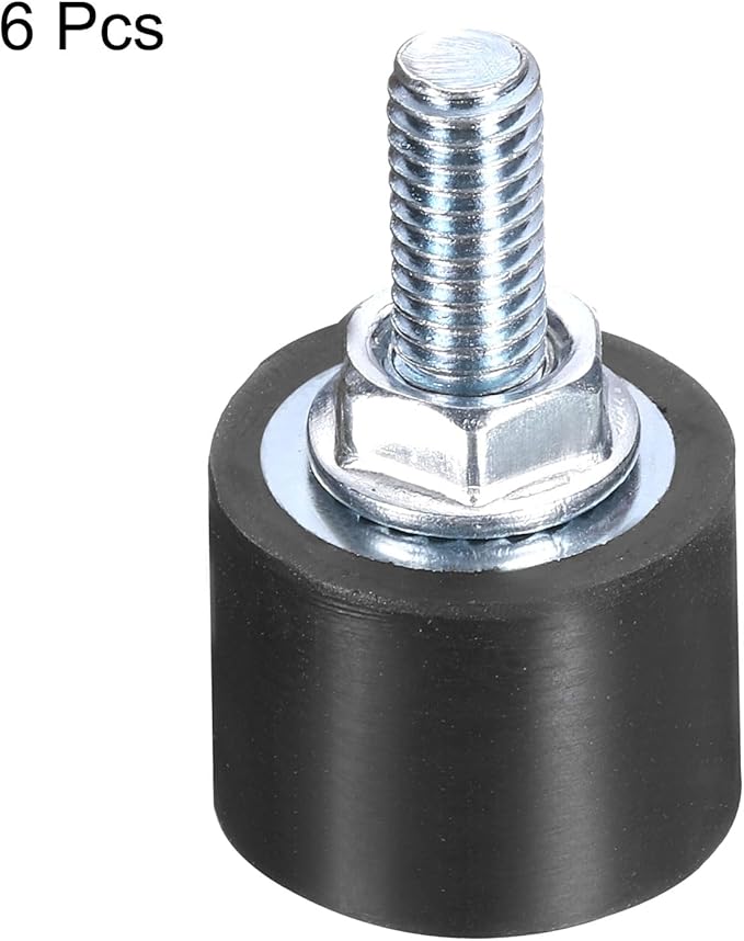 uxcell 6pcs M6x18mm Rubber Isolator Mounts with Studs 20x15mm Male Female Vibration Shock Absorber Zinc Plated Cylindrical Thread Mounts Anti Vibration Isolators with 6pcs M6 Lock Nuts