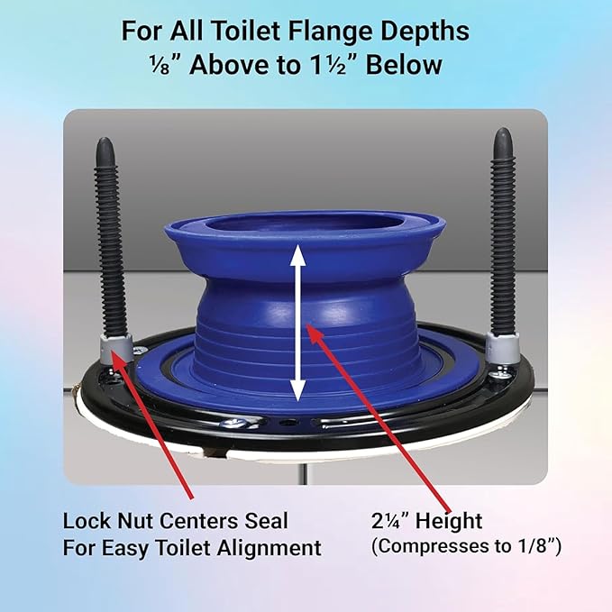 One N Done Toilet Flange Repair Kit - Toilet Kit For Low or Broken Flange. Toilet Wax Ring Replacement Kit W/Toilet Flange Extender Kit, Easy Toilet Bolts, & Toilet Caps For Bottom of Toilet. 10X