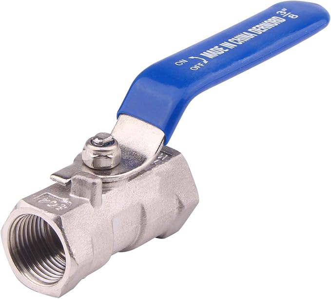 DERNORD Stainless Steel Ball Valve 1PC Type 3/8 Inch NPT Standard Port for Water, Oil, and Gas (3/8 Inch Ball Valve)