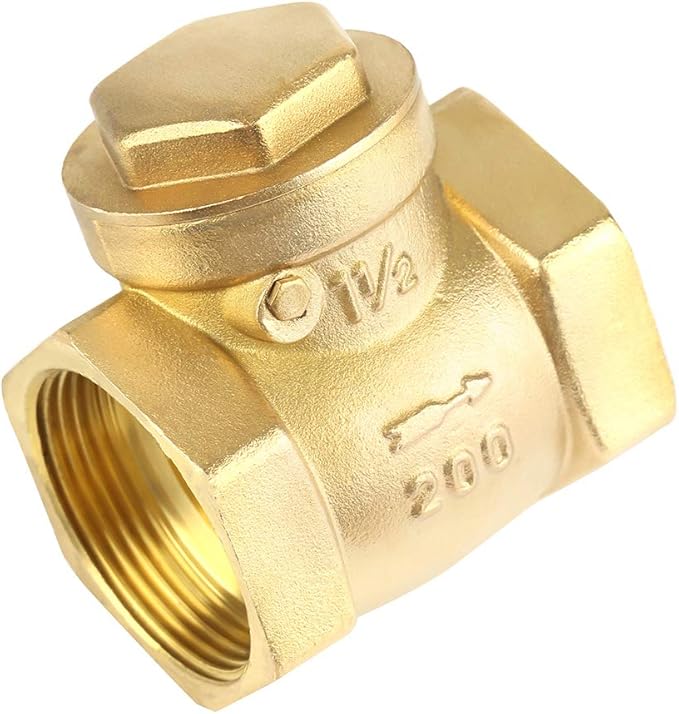 DN40 Brass Swing Check Valve High Pressure 232PSI Non Return Valve Female Thread One Way Flow Control for Water Systems Heavy Duty Plumbing Fitting