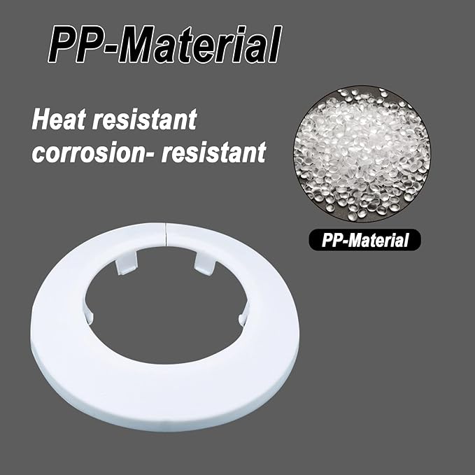 50mm Pipe Cover Decoration; Fit 1.97" Outer Diameter Pipe/Hole; White PP Plastic Escutcheon Collar; Snap-on Water Escutcheon Plate for Bathroom Kitchen Wall Tube Decor 2 Pcs