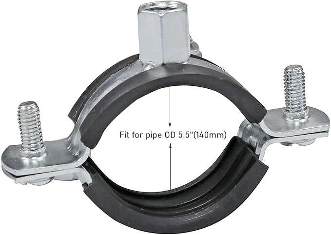 AKIHISA 5PCS Split Ring Pipe Hanger Heavy Duty Adjustable Pipe Bracket Clamp Wall Ceiling Mount Pipe Supports ID 5.5 Inch(140mm)