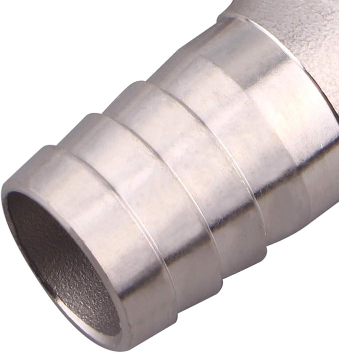 DERNORD 1" Hose Barb x 3/4" Male NPT Stainless Steel 90 Degree Elbow- Home Brew Pipe Fitting