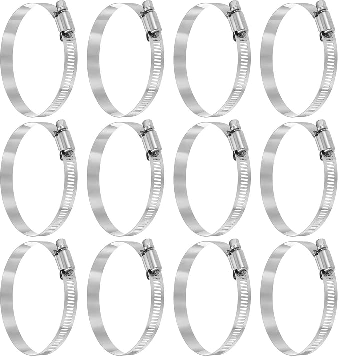 HARFINGTON 12 Pcs Hose Clamp 2-9/16"-3-1/2" (65-89mm) 304 Stainless Steel Adjustable Worm Gear Hose Clamp with Phillips Screw Assortment Kit for Fuel Line Pipe Plumbing Automotive Tube