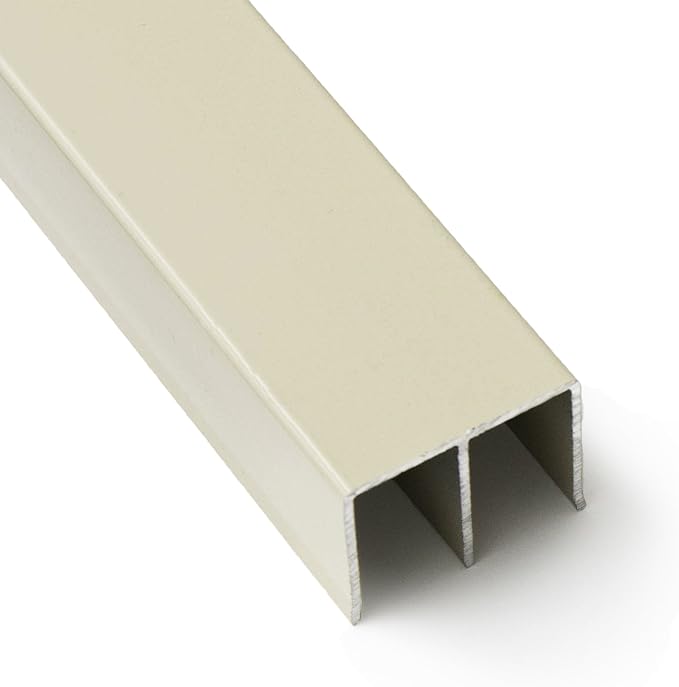 Top Double Channel Track for Bypass & French Sliding Screen Doors - Replacement Sliding Screen Door Upper Tracking System Hardware - Almond Aluminum Track - 1-1/2” Wide 1” Deep - 96 in, 2 Piece