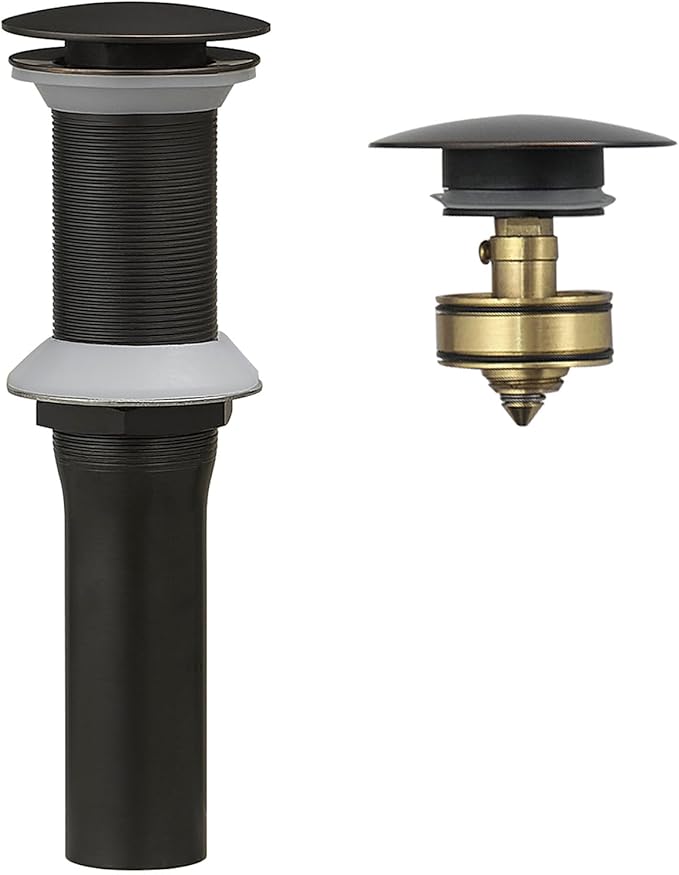 BWE One-Piece Bathroom Vessel Sink Drain Stopper Without Overflow Pop-Up Drain Assembly with Strainer for Bathroom Vessel Vanity Faucet Bathroom Solid Brass Oil Rubbed Bronze