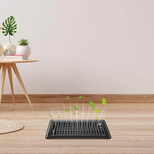 Floor Vents Floor Registers 4x12 Inch, Heavy Duty Metal Hot Air Vent Covers 4x12 Inch with Rust-Proof Finish for Home Heater Floor Vent Grilles and Vents (4, Black, 4x12 Inches)