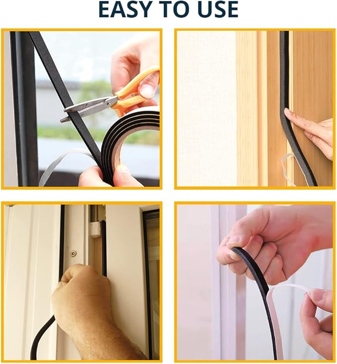 Alenor EPDM Black Foam Insulation Tape Self Adhesive 1/5"x1" x 33' Ft –Pack of 1- Weather Stripping for Doors & Windows,Soundproofing,Door Seal,Weatherstrip,Pipe Cooling,Air Conditioning Seal Strip