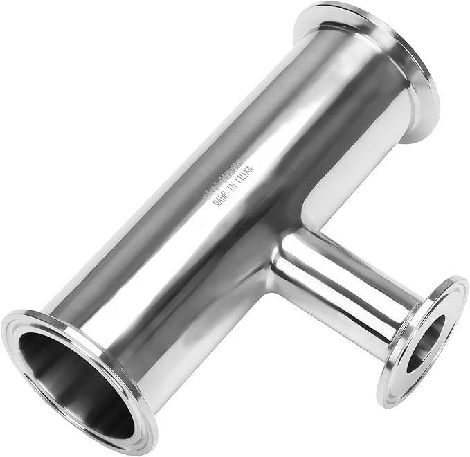 DERNORD Reducing Clamp Tee 3 Way Stainless Steel 304 Sanitary Fitting (Pipe OD: 2 inch x 2 inch x 1 inch)