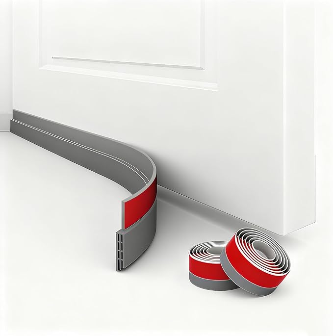 2 Pack Door Draft Stopper for Bottom of Door, 39" Silicone Weather Stripping Door Seal Strip, Self Adhesive Door Sweep Noise and Dust Blocker, Energy Saving Under Door Draft Blocker for Home & Garage