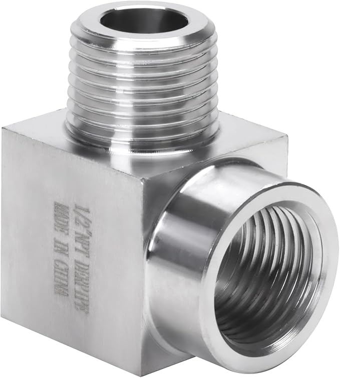 90 Degree Street Elbow - 1/2" NPT Male to 1/2" NPT Female Stainless Steel 304 Heavy Duty Forged Square Barstock Street Elbow Adapter Pipe Fitting (pack of 5)