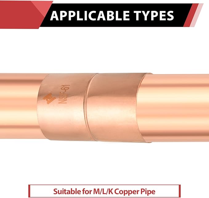 EFIELD 2-Inch C X C Copper Coupling With Rolled Stop, LF Copper Plumbing Fittings with Sweat Solder Connection,(COPPER089)