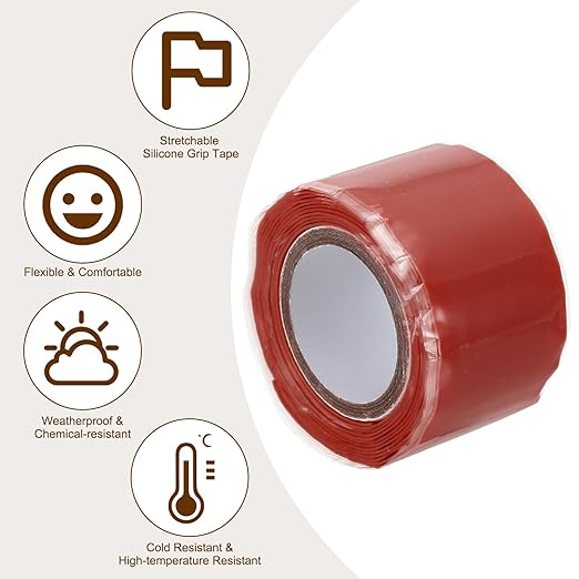 PATIKIL Grip Tapes for Handles 1" x5ft,2 Roll Self Fusing Silicone Tape for Bike Handles Pull Up Bars Gym Equipment Plumb/Hose/Pipe Leaks Emergency, Red