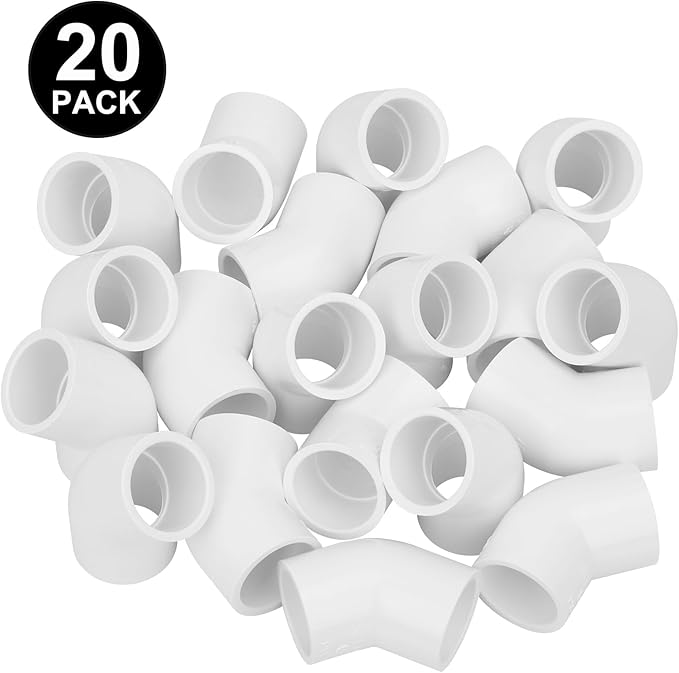 20Pack 3/4" 45 Degree PVC Elbow Pipe Fitting Connector (Socket x Socket) Furniture Build Grade SCH40 3/4 Inch 45 Degree Elbow PVC Corner Adapter for Home Sewer Plumbing Water Line