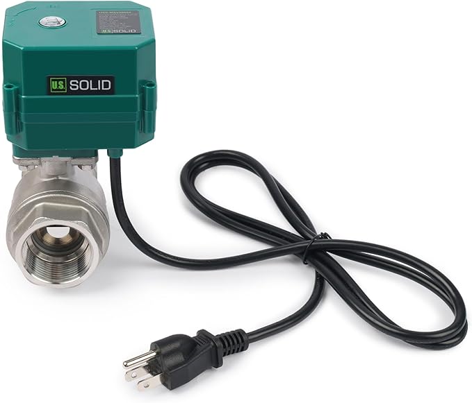 U.S. Solid 1-1/4" Motorized Ball Valve with US Plug 110VAC Stainless Steel Electrical Ball Valve,Auto Return, Normally Closed, IP65