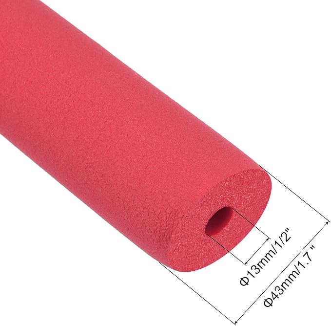 uxcell Foam Tubing for Handle Grip Support, Pipe Insulation Outside Pipe Lagging, 13mm(1/2") ID 43mm OD 1m Red