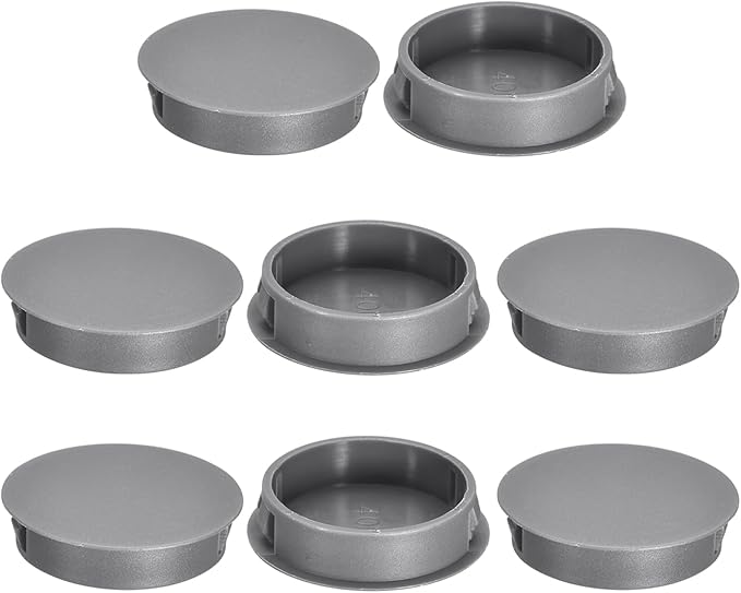uxcell 8Pcs 40mm(1-9/16") Nylon Hole Plugs, Flush Type Panel Round Snap in Fastener Knockout Locking Plugs for Furniture Insert End Caps Panels, Gray