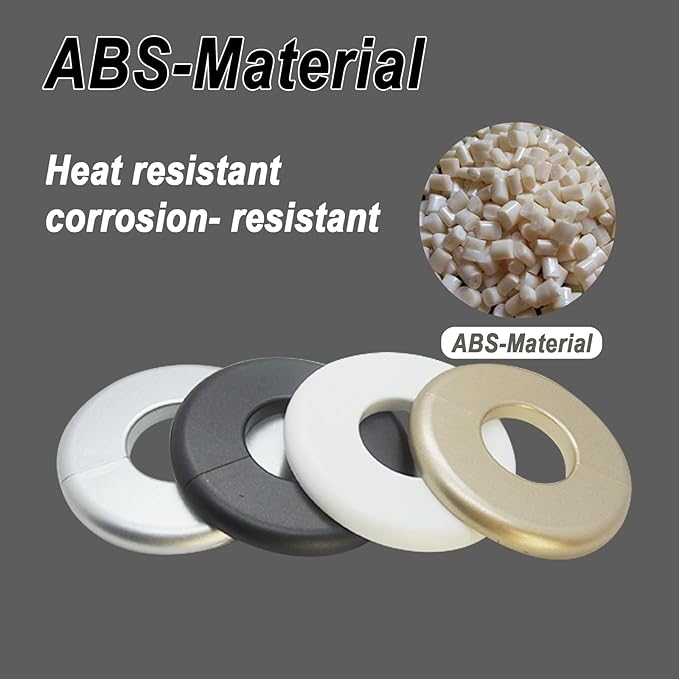 2 Pieces Wall Split Flange, Self-Adhesive Escutcheon Plate for 33mm/1.3" Dia Pipe, ABS Round Plumbing Cover Plates for Bathroom Kitchen Toilet Faucet, Gold