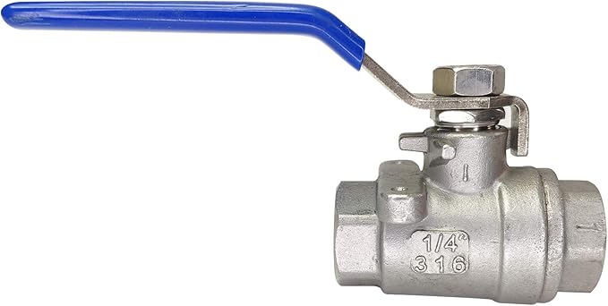 2PCS 1/4" Full Port Female Ball Valves 316 Stainless Steel NPT Female Thread Ball Valve for Water, Oil, and Gas