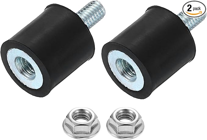 uxcell M5 Rubber Mounts, 2Pcs 15x15mm(DxH) Rubber Cylindrical Anti Vibration Isolator Shock Absorber with Lock Nuts for Car Bobbin Generator Air Compressors