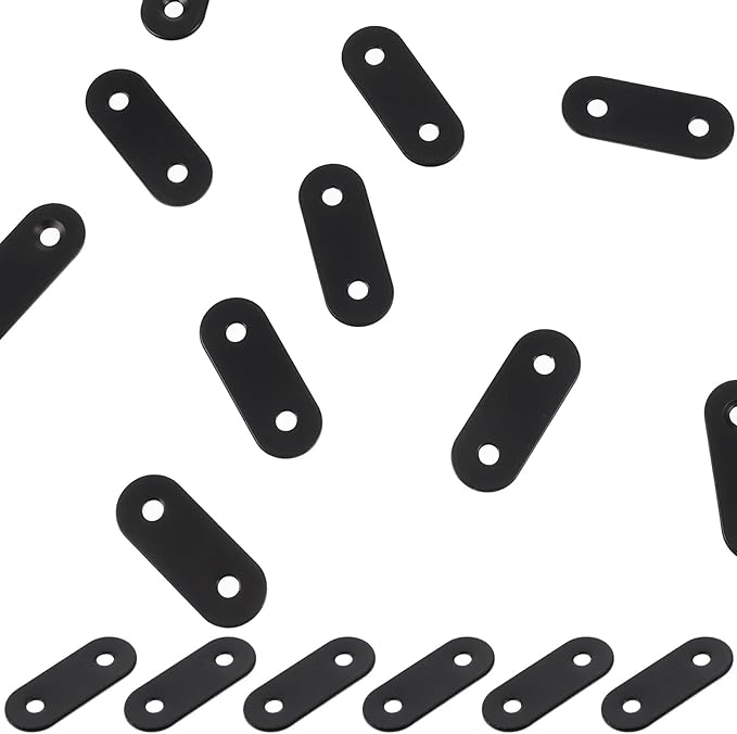 Alipis 20pcs Black Stainless Steel Corner Brackets for Small Flat Metal Plates with Design Straight Mending Plates for Furniture Reinforcement and Window Fixing Easy to Install