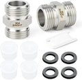TAISHER 2PCS 304 Stainless Steel Garden Hose Adapter, 3/4" GHT Male x 3/4" GHT Male Garden Hose Connector with Washers