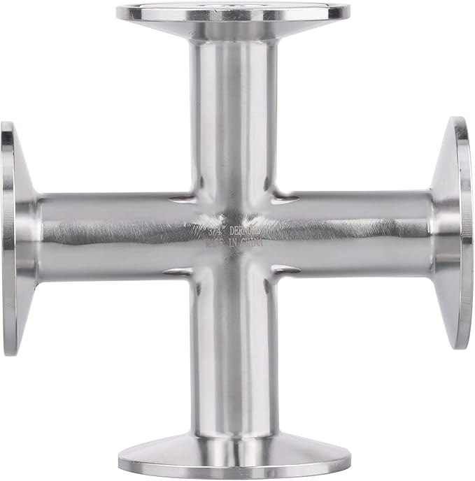 DERNORD 4 Way Cross Clamp Fits 1.5" Tri-clamp Sanitary Fitting Stainless Steel 304, 20mm Pipe OD