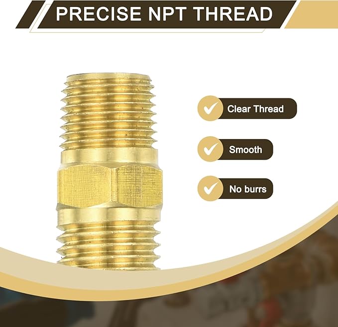 uxcell Brass Tube Fitting, 1/4O.D x 1/8NPT Brass Flared Pipe Adapter Fittings Reducing Nipples Connector, Half Union Gas Adapter for Pipe Connections, Hydraulics, Refrigeration
